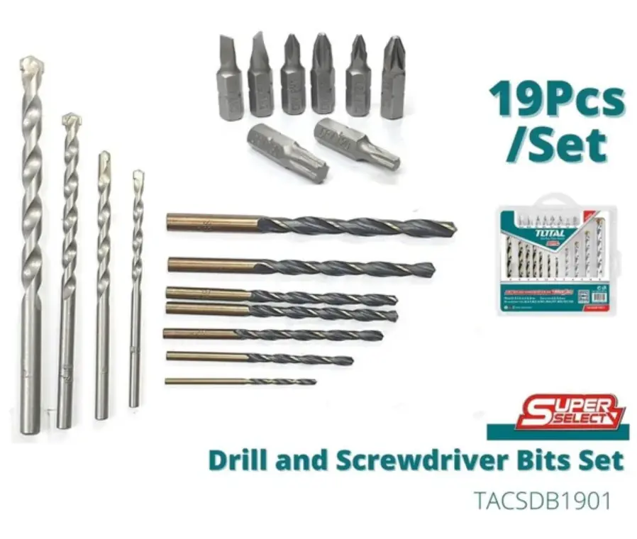 19PCS DRILL BITS & SCREWDRIVER BITS SET TACSDB1901
