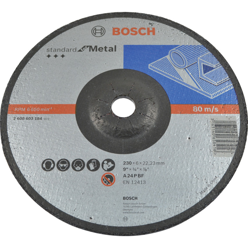 BOSCH STANDARD FOR CUTTING DISC WITH DEPRESSED CENTER, 125mm, 22,23mm, 30mm - 2608603182