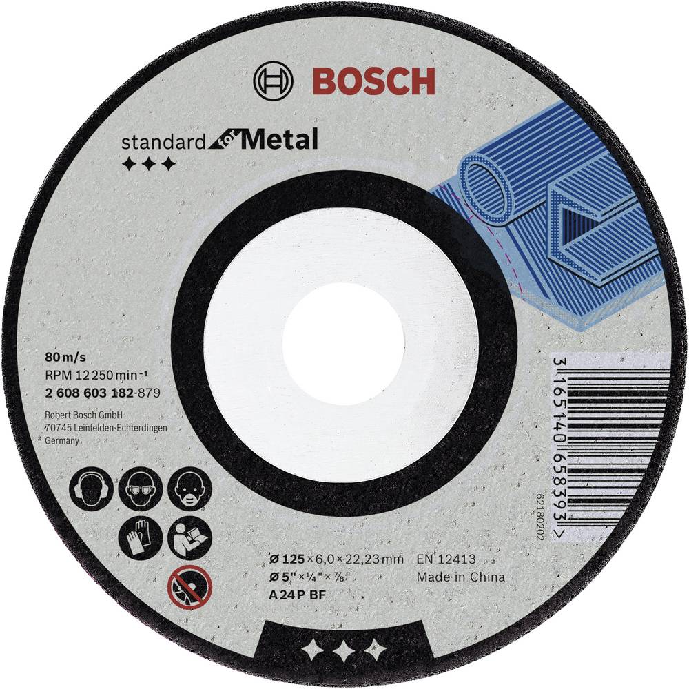Bosch Standard for grinding disc with depressed centre, 115 mm, 22,23 mm, 6,0 mm