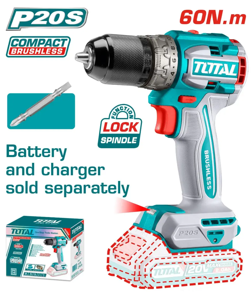 CORDLESS BRUSHLESS COMPACT DRILL 20V TOTAL - TDLI206021