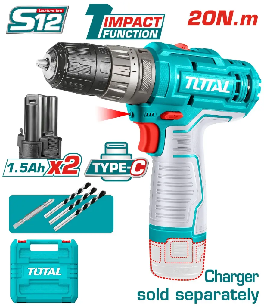 CORDLESS IMPACT DRILL 12V TOTAL - TIDLI12202