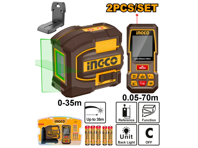 LASER LEVEL & DISTANCE MEASURING KIT COMBO - INGCO COSLL0401