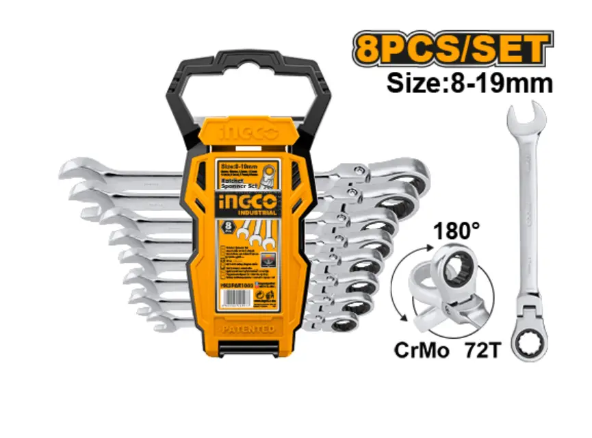 RATCHET SPANNER SET 8PCS - HKSPAR1083