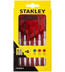 STANLEY SCREWDRIVER SET 6PC RED BASE CASE PRECISION STHT66039-8