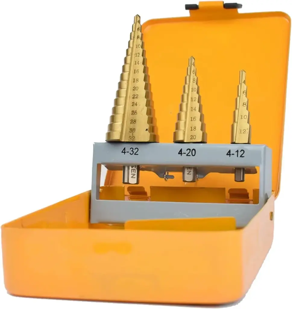 TOLSEN 3PCS TITANIUM COATED STEP DRILL BITS SET