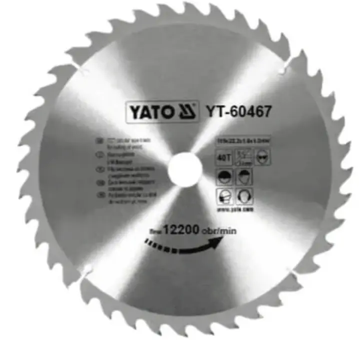 YATO TCT CIRCULAR SAW BLADE FOR WOOD 115X40XTX22.2MM YT60467