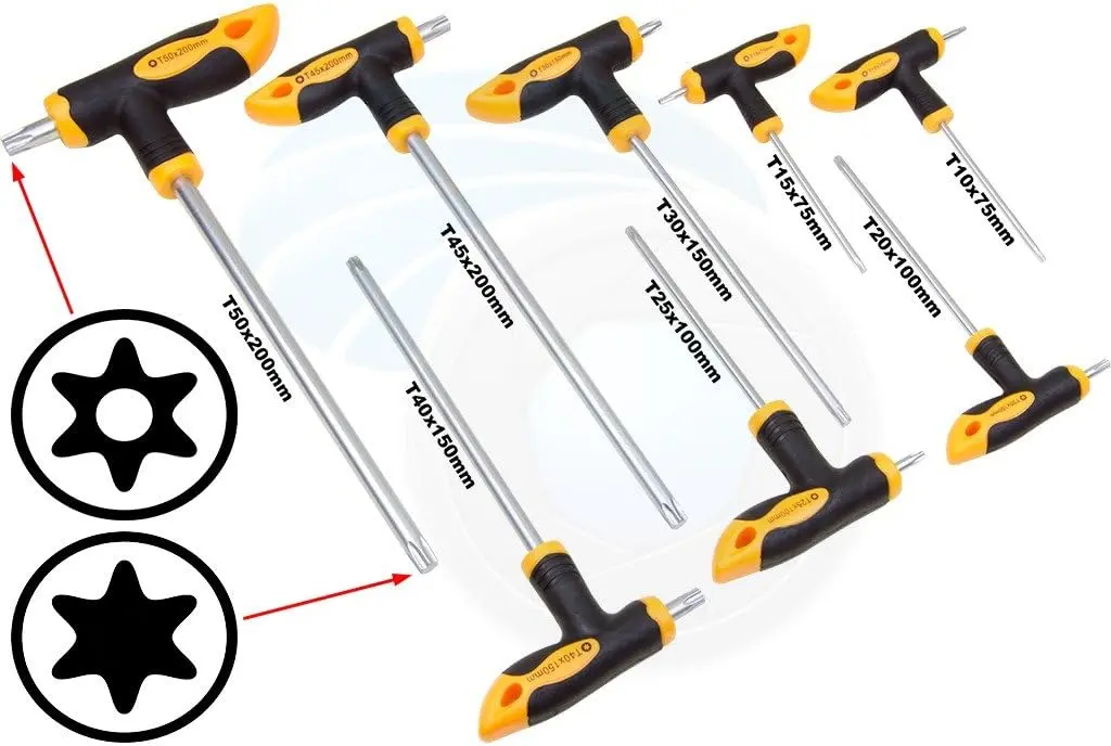 TOLSEN 8PCS TORX T-HANDLE SCREWDRIVER SET T10-T50 CrV - HTT20061