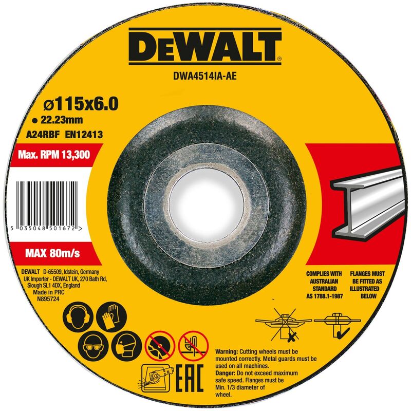 DEWALT METAL GRINDING WHEEL 115X6X22.23MM DWA4514IAE