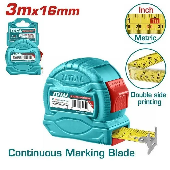 STEEL MEASURING TAPE 3M * 16MM TOTAL - TMT34316