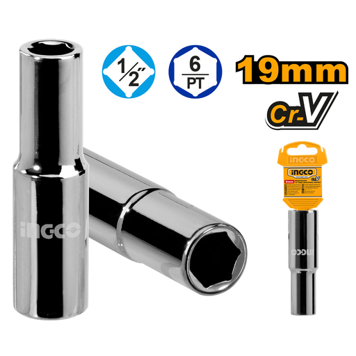 [HHAST12193L]  1/2 Inch Deep Hexagonal Socket 19mm HHAST12193L