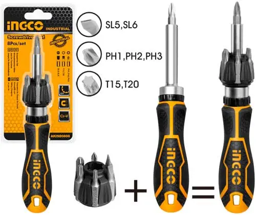 [AKISD0808] 8PC RATCHET SCREWDRIVER SET  AKISD0808