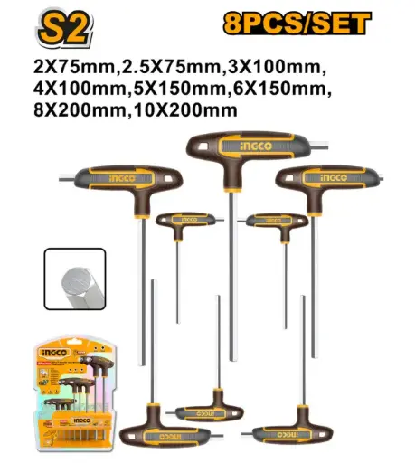 [HHKT80818] 8PCS T-HANDLE HEX WRENCH SET HHKT80818