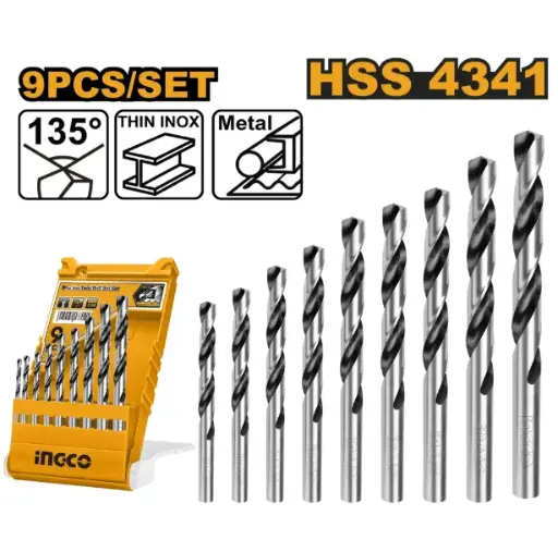 [AKD1095] 9PCS HSS  TWIST DRILL BITS SET  AKD1095