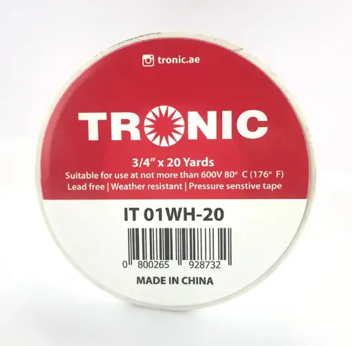 [IT 01WH-20] TRONIC INSULATING TAPE WHITE 20YDS - IT 01WH-20