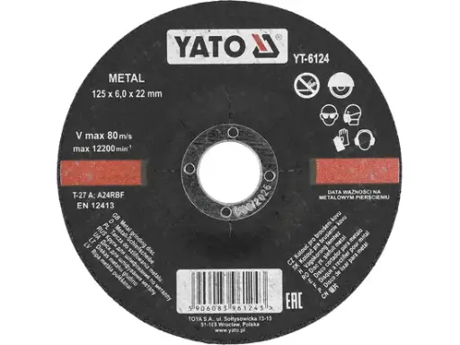 [YT6124] YATO METAL GRINDING DISC 125MM X 6.00 X 22MM - YT6124