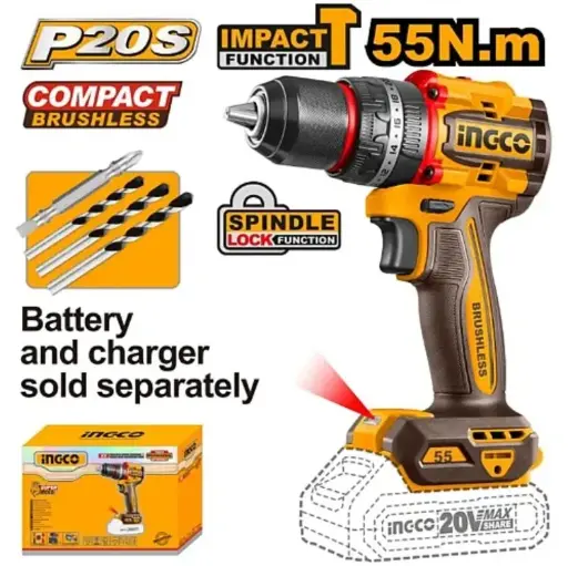 [CIDLI205581] COMPACT BRUSHLESS CORDLESS DRILL 55NM Solo Unit - CIDLI205581