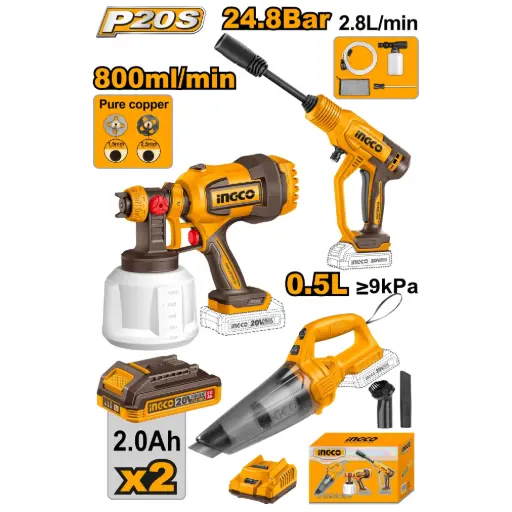 [COSLI230522] LI-ION CORDLESS 3PC (PRESSURE WASHER, VACUUM BLOWER, SPRAY GUN) COMBO KIT - COSLI230522