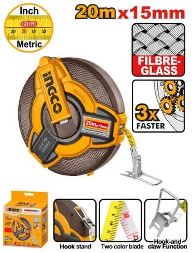 FIBREGLASS MEASURING TAPE 20MX15MM - HFMT1820