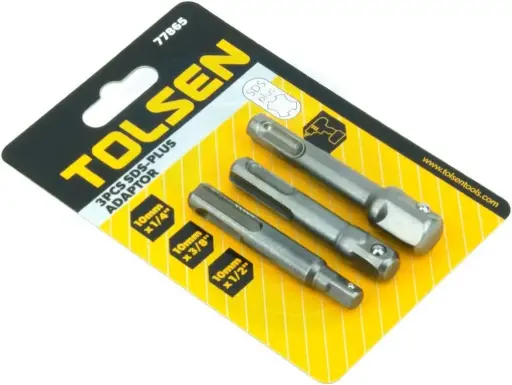[HTT77865] TOLSEN 3PCS SDS-PLUS ADAPTOR 1/4'', 3/8'', 1/2'' - HTT77865