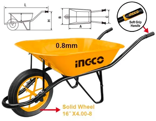 [HHWB418GD] WHEEL BARROW 160KG INGCO - HHWB418GD